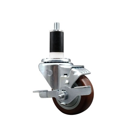 Service Caster 3'' SS Maroon Poly Swivel 1-3/8'' Expanding Stem Caster with Brake SCC-SSEX20S314-PPUB-MRN-TLB-138